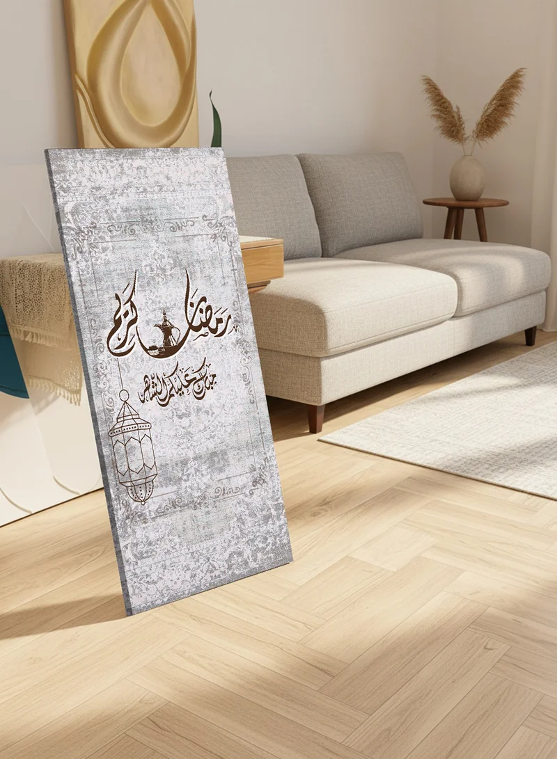 لوحة لوحة كانفاس على إطار خشبي مع حامل خلفي بتصميم رمضان كريم